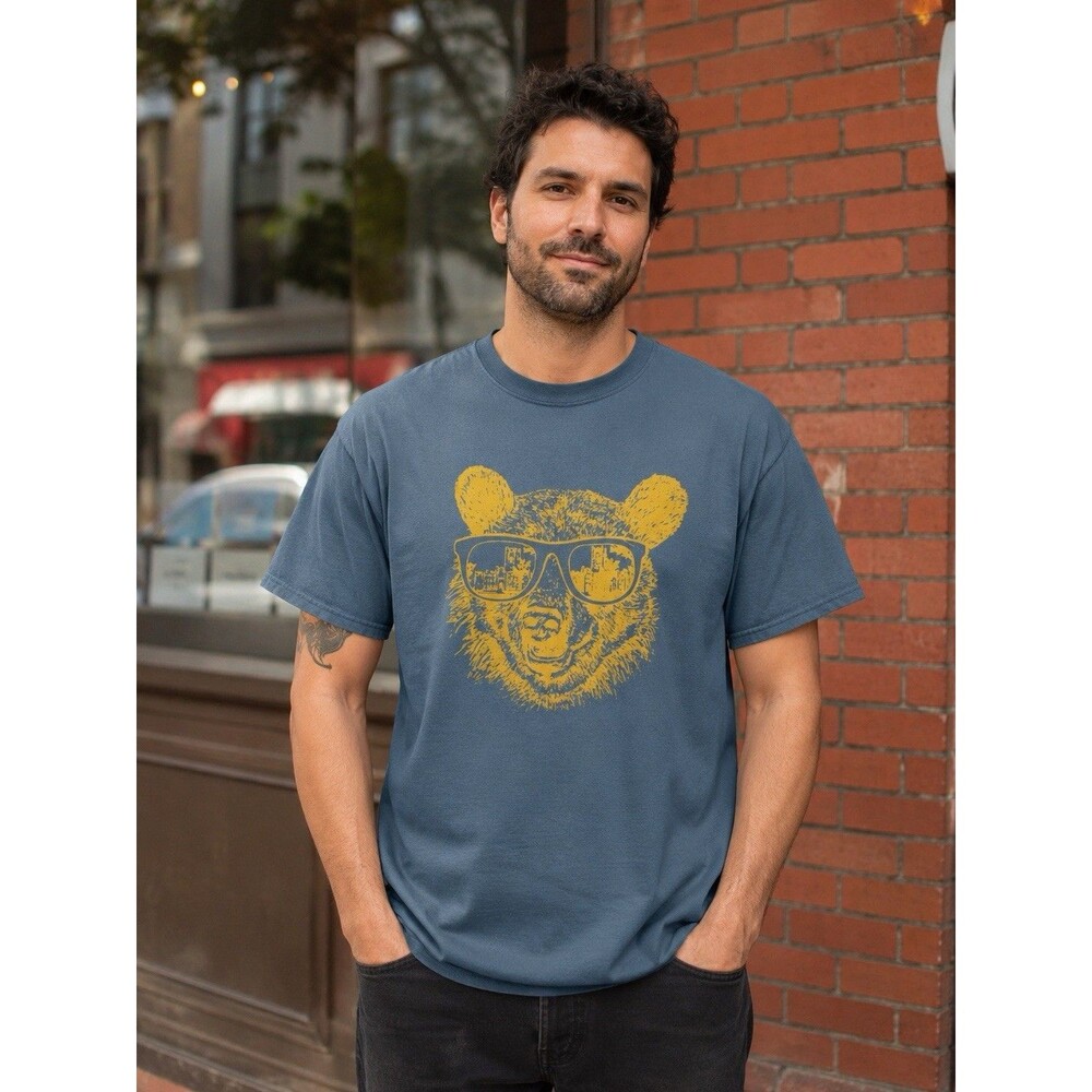 Blue Bear Sunglasses City Skyline Graphic T-Shirt Mens Gildan Ultra Cotton XL